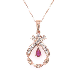 Red Drop Diamond Pendant Set Facet Junction